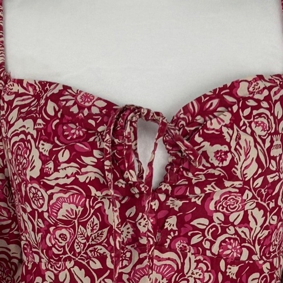Japna India Red & Pink Floral Top 100% Cotton Size M Party Boho Barbie - Picture 7 of 13